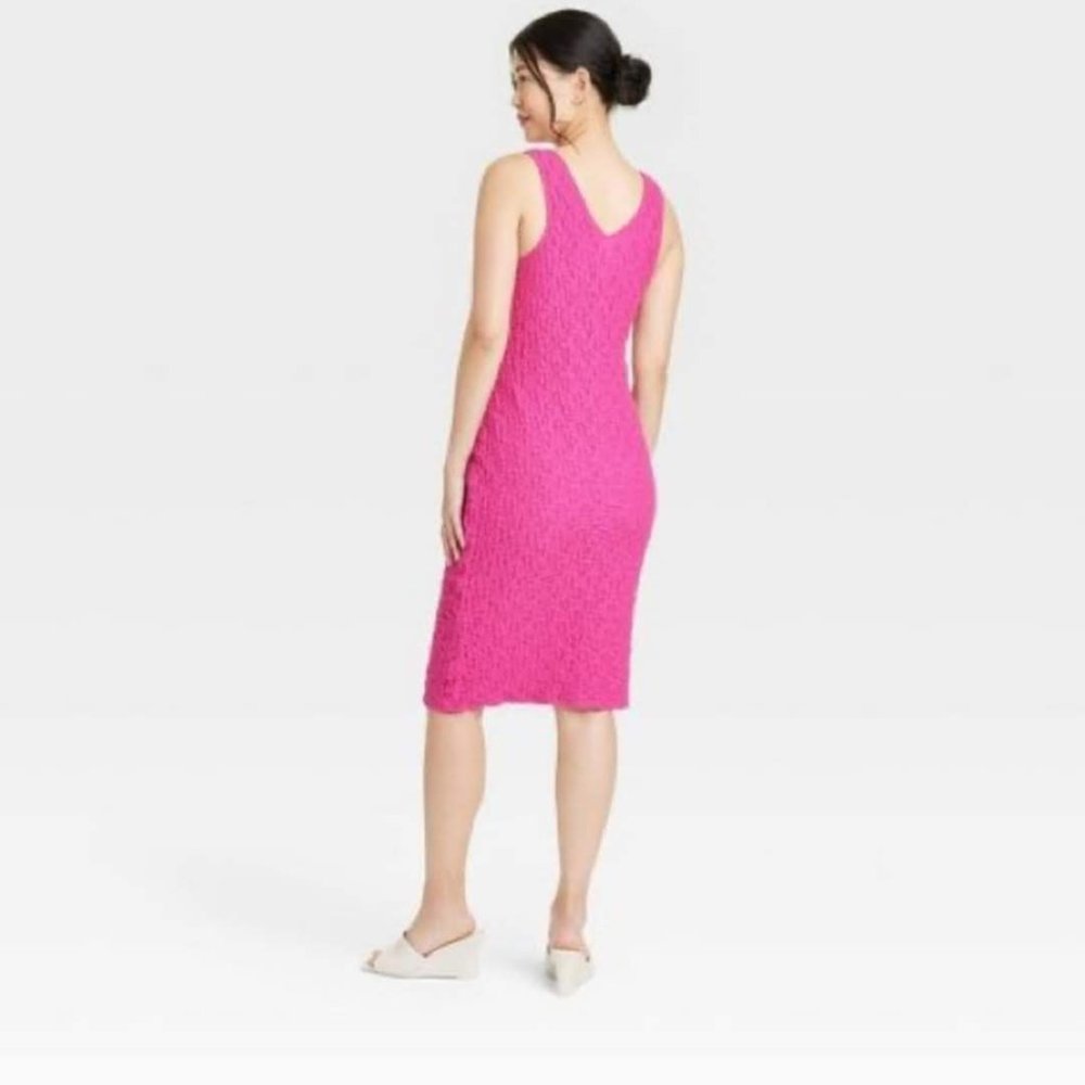 A. New Day - Women's Puckered Knit Dress Pink Size S - Picture 2 of 11